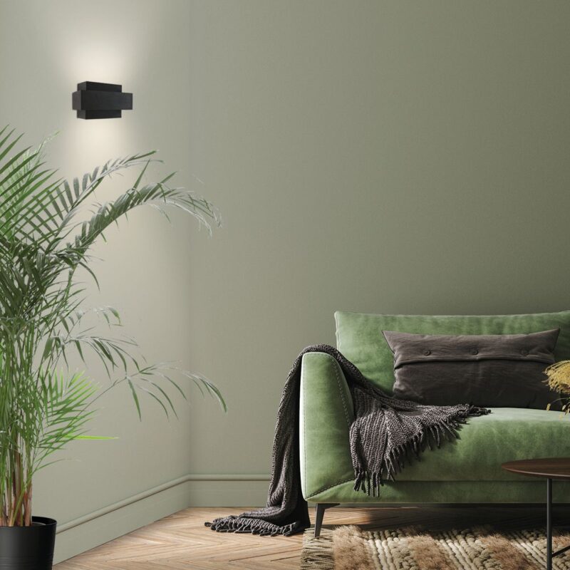 Wandlamp Muro 3368ZW Zwart met goudkleurige binnenkant - Afbeelding 3