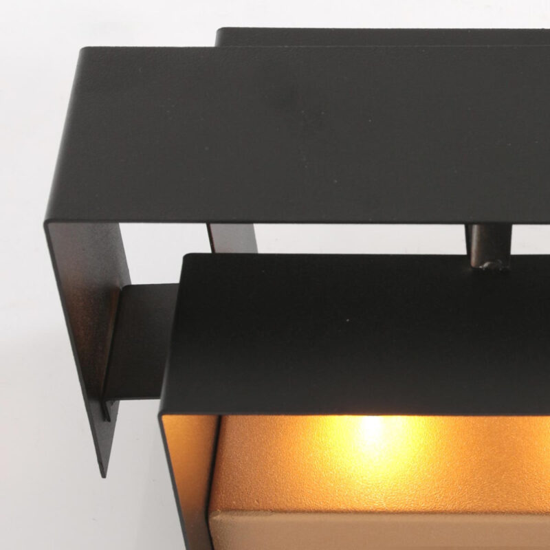 Wandlamp Muro 3368ZW Zwart met goudkleurige binnenkant - Afbeelding 5