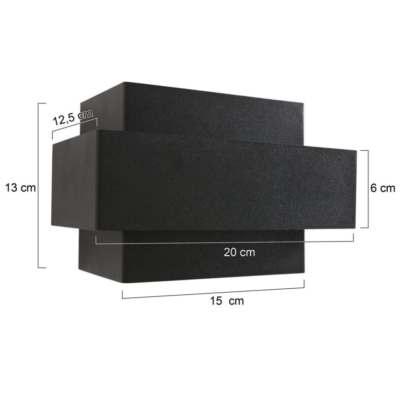 Wandlamp Muro 3368ZW Zwart met goudkleurige binnenkant - Afbeelding 8