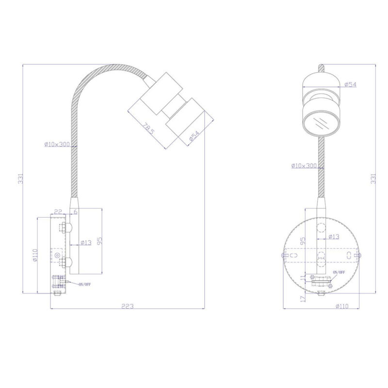 Wandlamp Natasja LED 3094ST Staal inclusief GU10 lichtbron - Afbeelding 8