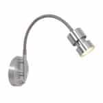 Edison muurspot met verstelbare lampenkap, modern design in mat nikkel voor sfeervolle interieurverlichting.
