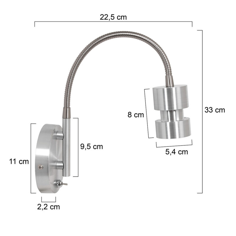 Wandlamp Natasja LED 3094ST Staal inclusief GU10 lichtbron - Afbeelding 6