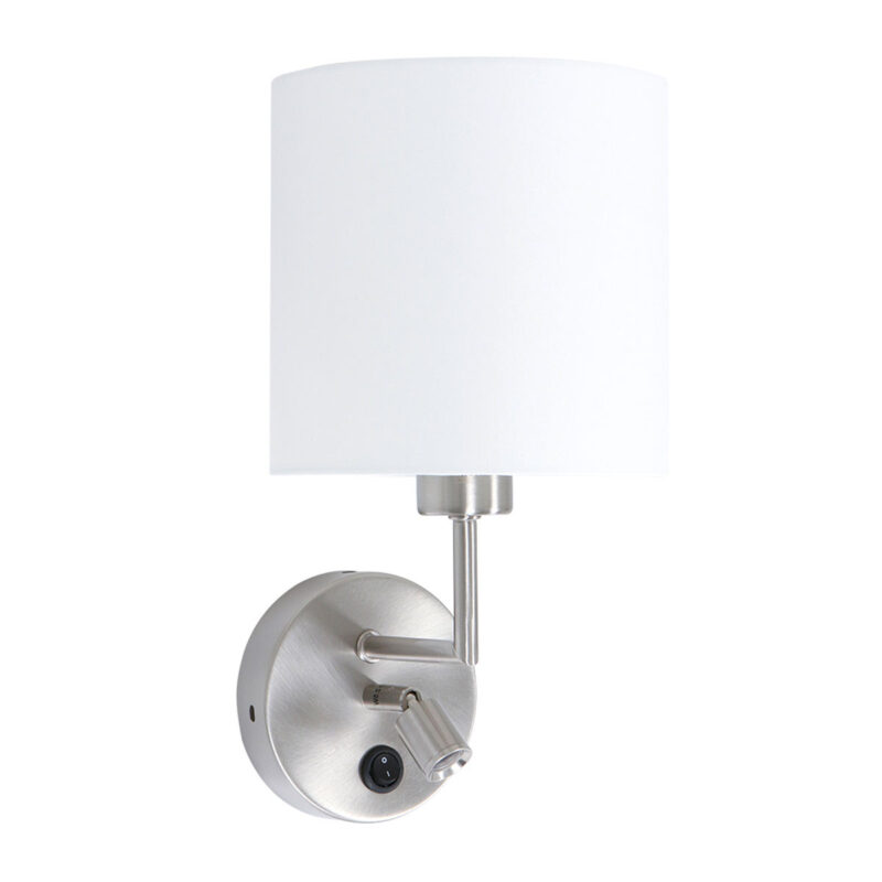 Wandlamp Noor 1562ST Staal met leeslampje - Afbeelding 2