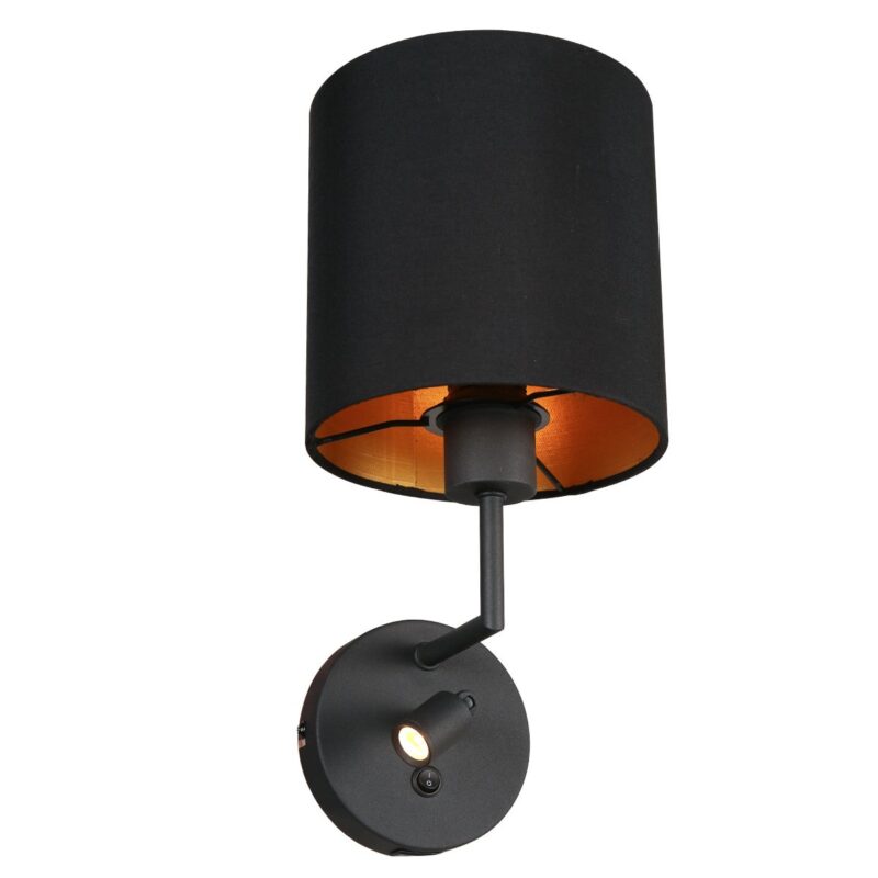 Wandlamp Noor 1562ZW Zwart met leeslampje - Afbeelding 2