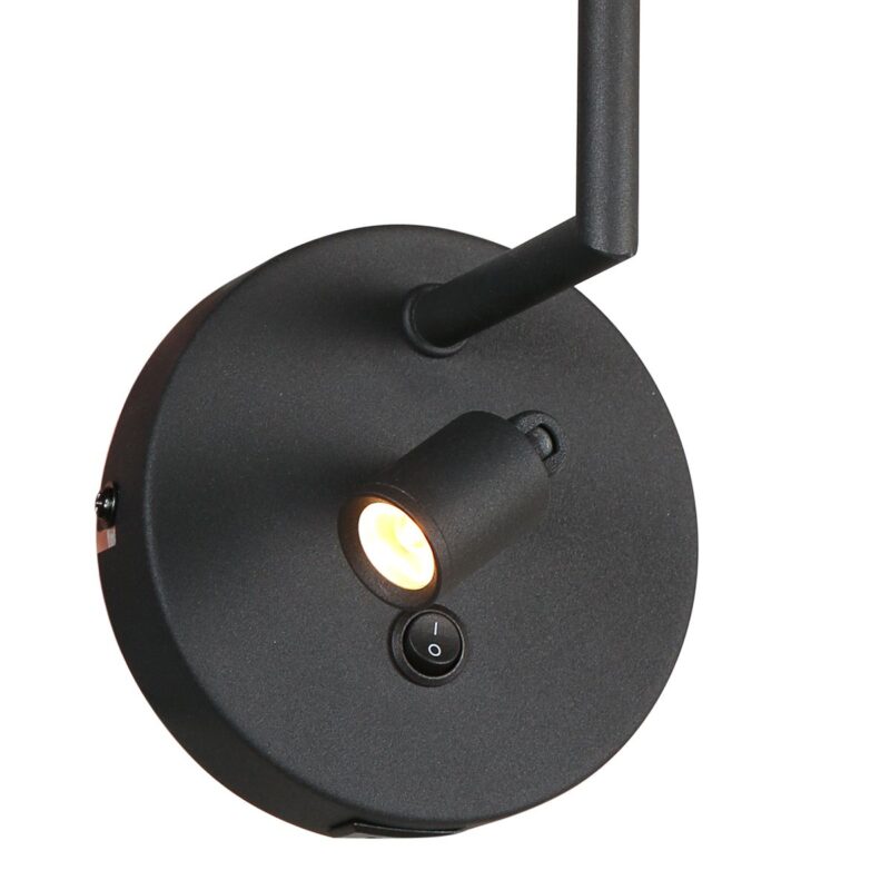Wandlamp Noor 1562ZW Zwart met leeslampje - Afbeelding 5