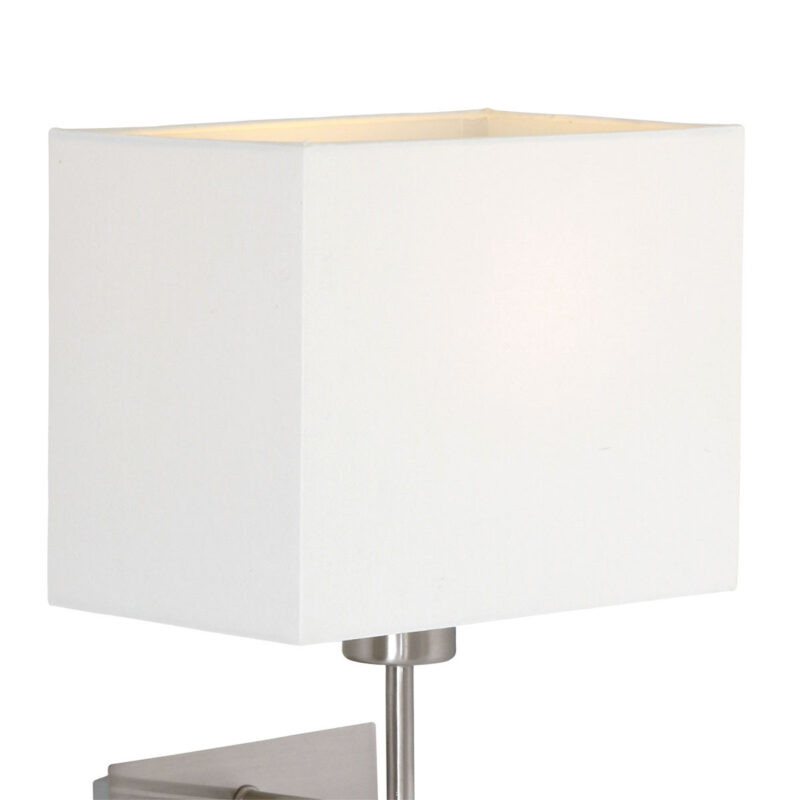 Wandlamp Nouveau 1472ST Staal met wit kapje en leeslampje van 3 Watt - Afbeelding 3