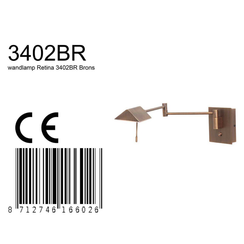 Wandlamp Retina 3402BR Brons met USB poorten - Afbeelding 8