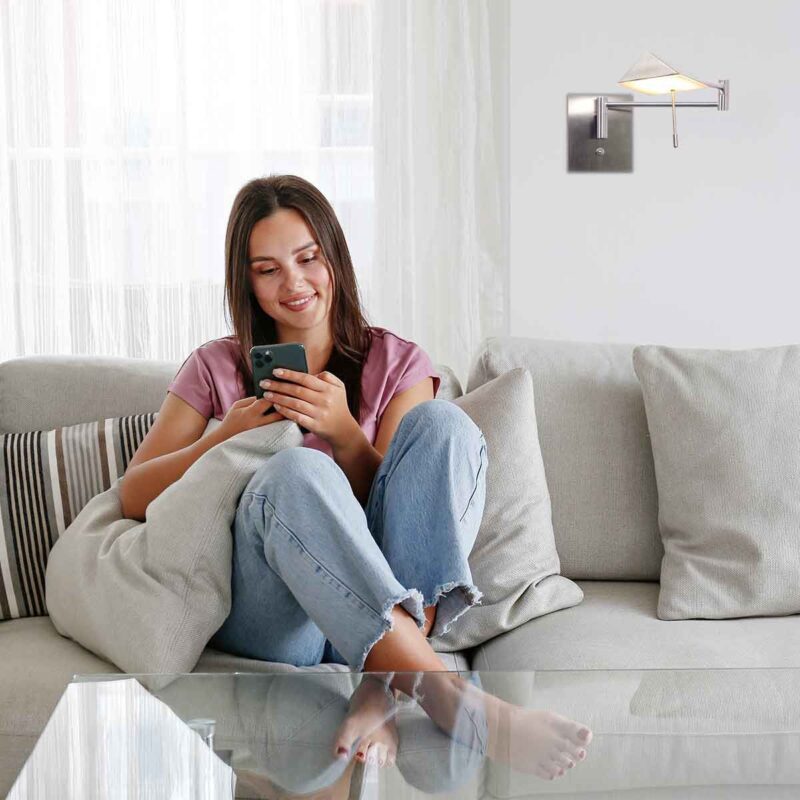 Wandlamp Retina 3402ST Staal met USB poorten - Afbeelding 3