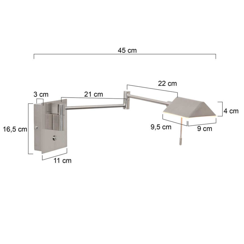 Wandlamp Retina 3402ST Staal met USB poorten - Afbeelding 7