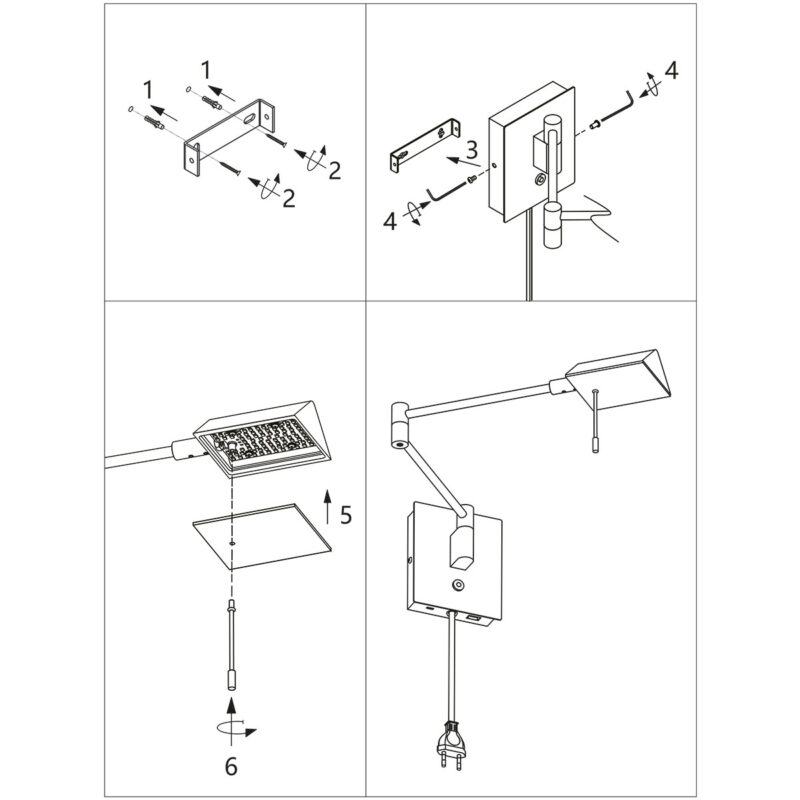 Wandlamp Retina 3402ZW Zwart met USB poorten - Afbeelding 8