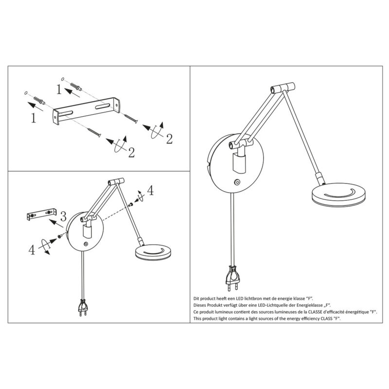 Wandlamp Soleil 3259ZW zwart met verstelbare arm - Afbeelding 8