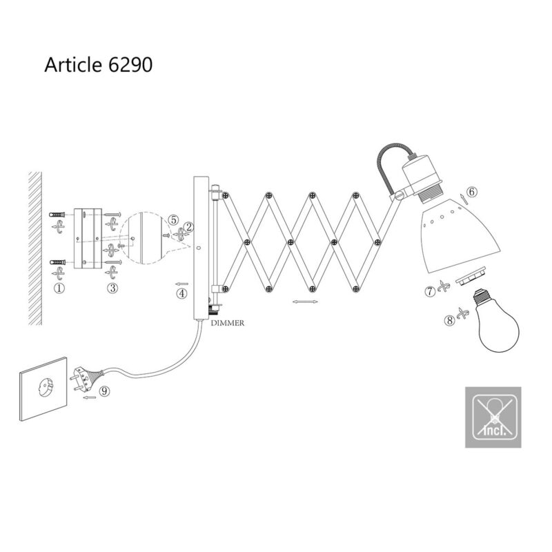 Wandlamp Spring 6290W Wit E27 fitting - Afbeelding 10