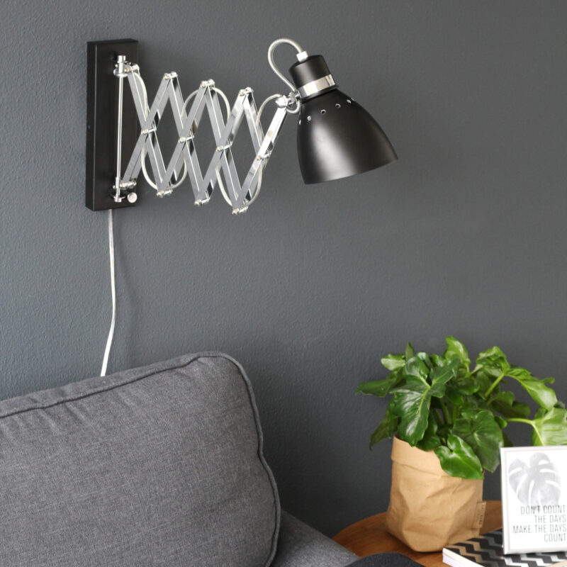 Wandlamp Spring 6290ZW Zwart E27 fitting - Afbeelding 3