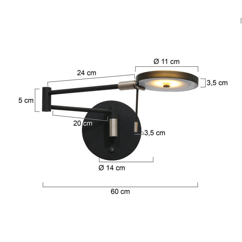 Wandlamp Turound 2734ZW zwart - Afbeelding 8