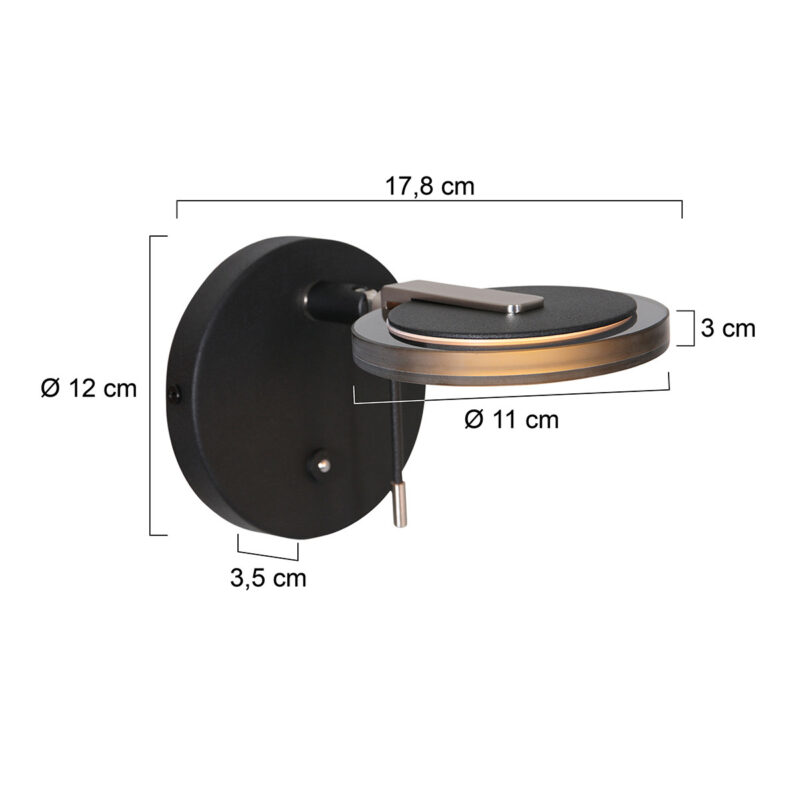 Wandlamp Turound 3095ZW Zwart - Afbeelding 8