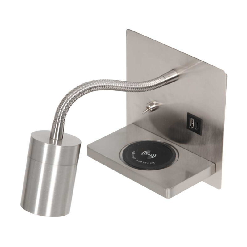 Wandlamp Upround 3654ST Staal met draadloze telefoonlader - Afbeelding 9