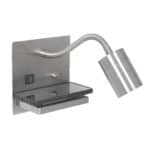 Wandlamp Upround 3654ST Staal met draadloze telefoonlader