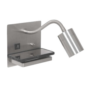 Wandlamp Upround 3654ST Staal met draadloze telefoonlader