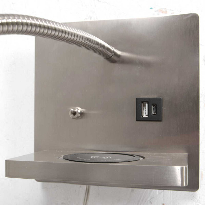 Wandlamp Upround 3654ST Staal met draadloze telefoonlader - Afbeelding 5