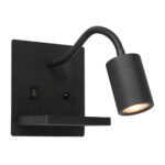Wandlamp Upround 3654ZW Zwart met draadloze telefoonlader