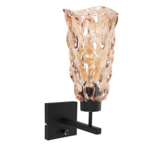 Knfuluu glazen wandlamp met smeedglas en Edison lichtbron, modern interieurverlichting, sfeervolle woonkamerlamp, design verlichting, Lichy Lampen.
