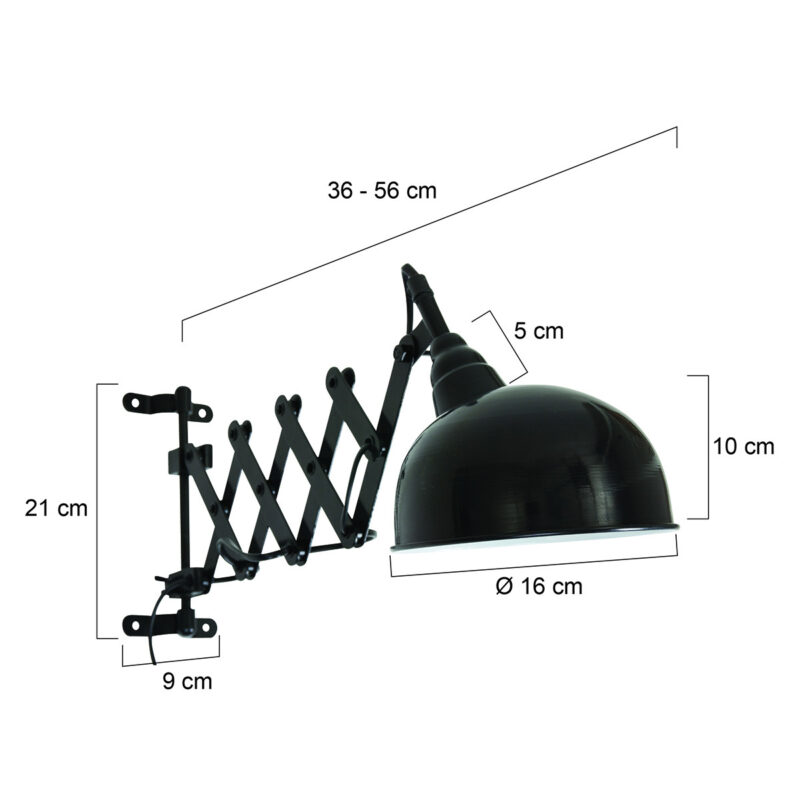 Wandlamp Yorkshire 7774 Zwart met E27 fitting - Afbeelding 8