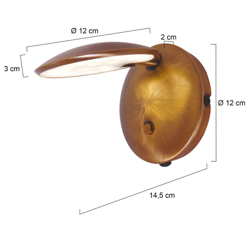 Væglampe Zenith LED 1442BR Bronze lysfarve justerbar - Billede 6