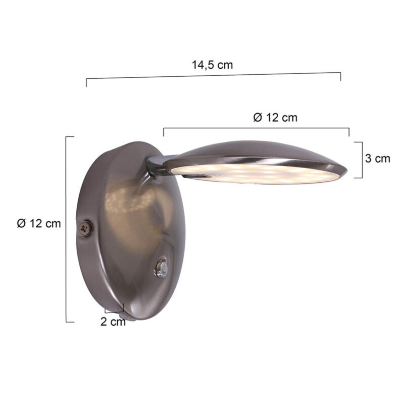Wandlamp Zenith LED 1442ST Staal lichtkleur instelbaar - Afbeelding 6