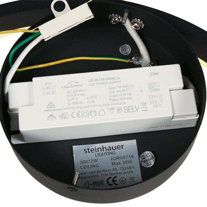 Wandlamp en Plafondlamp Mykty 3687ZW Zwart, 2400Lumen - Afbeelding 10