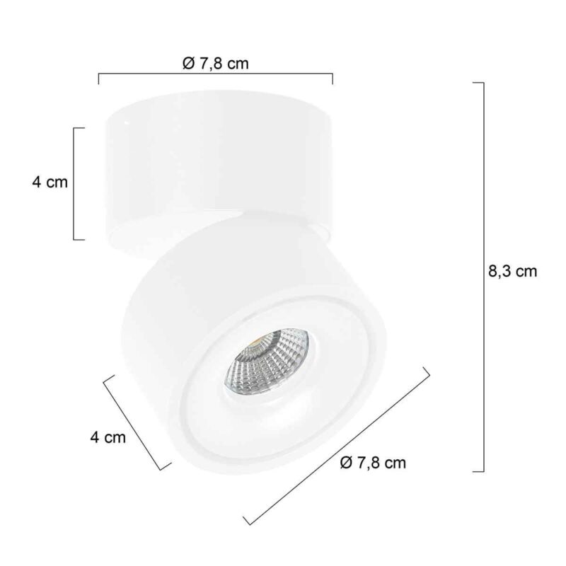 Witte 1 lichts spot Fez 2673W dimbaar draaibaar en kantelbaar - Afbeelding 7