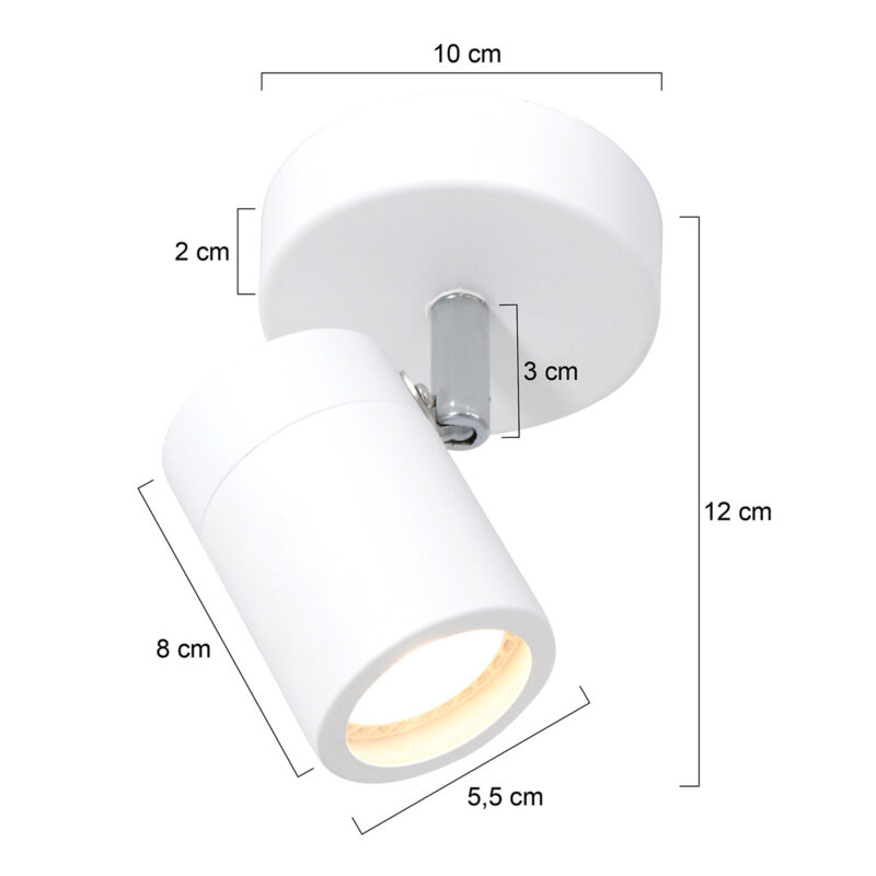 Witte 1-lichts spot Upround 2486W inclusief lichtbron - Afbeelding 6
