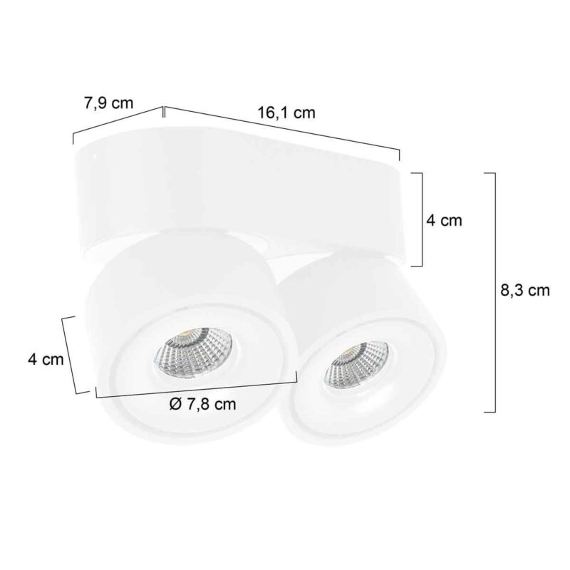 Witte 2 lichts spot Fez 2674W dimbaar draaibaar en kantelbaar - Afbeelding 6