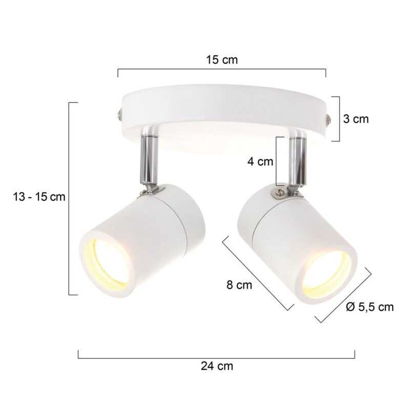 Witte 2-lichts spot Upround 2487W inclusief lichtbronnen - Afbeelding 7