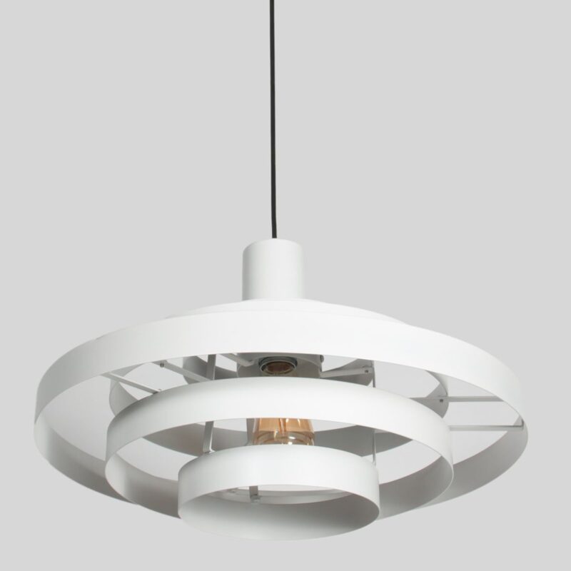 Hvid pendellampe Halo Cirque 4217W – Elegant lysspil med stilfulde metalringe - Billede 10