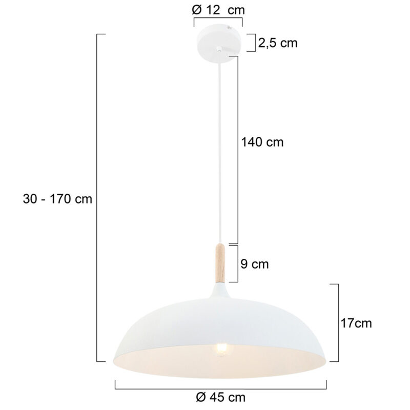 Witte Scandinavische hanglamp Bjorr 7731W Ø45cm - Afbeelding 8