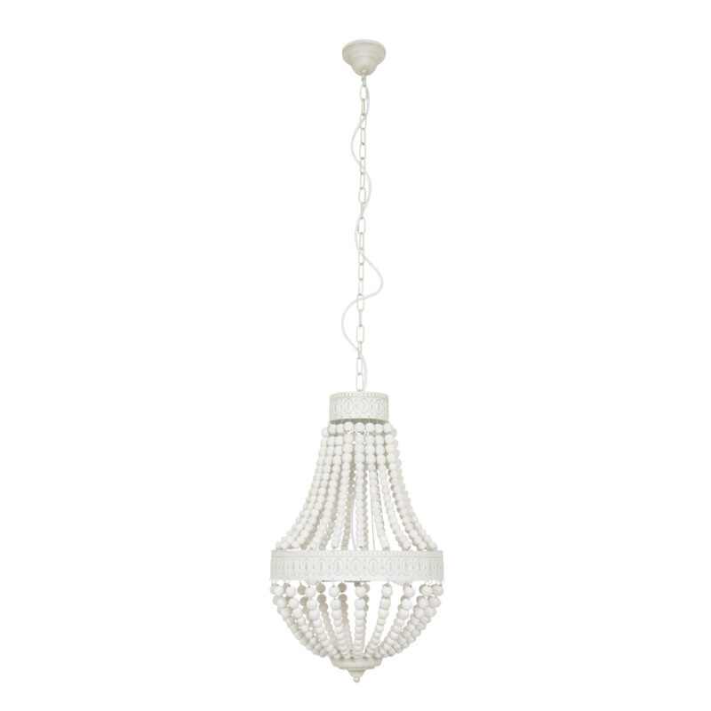 Witte kralen hanglamp Ella 10191W met 3 x een E14 fitting - Afbeelding 10