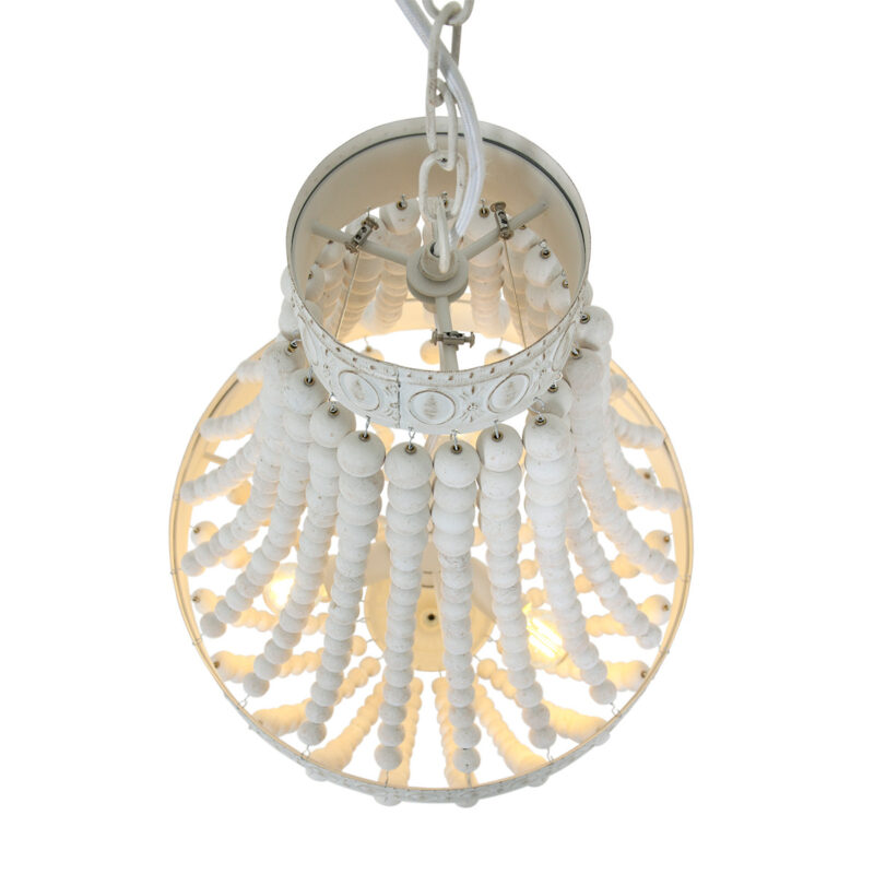 Witte kralen hanglamp Ella 10191W met 3 x een E14 fitting - Afbeelding 11
