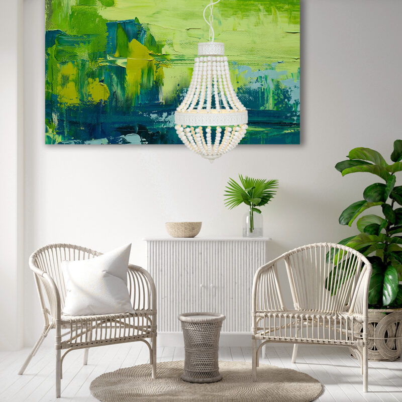 Witte kralen hanglamp Ella 10191W met 3 x een E14 fitting - Afbeelding 3