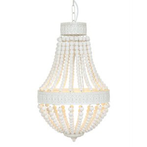 Witte kralen hanglamp Ella 10191W met 3 x een E14 fitting