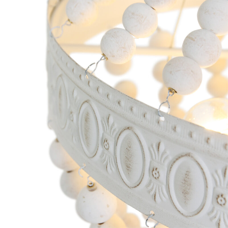 Witte kralen hanglamp Ella 10191W met 3 x een E14 fitting - Afbeelding 5
