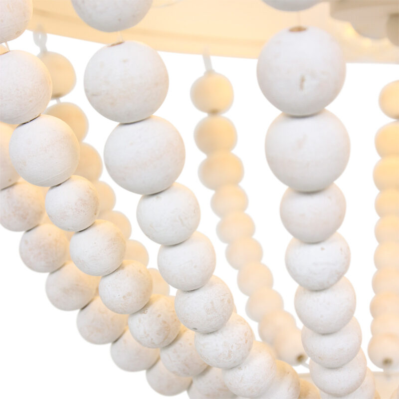 Witte kralen hanglamp Ella 10191W met 3 x een E14 fitting - Afbeelding 6