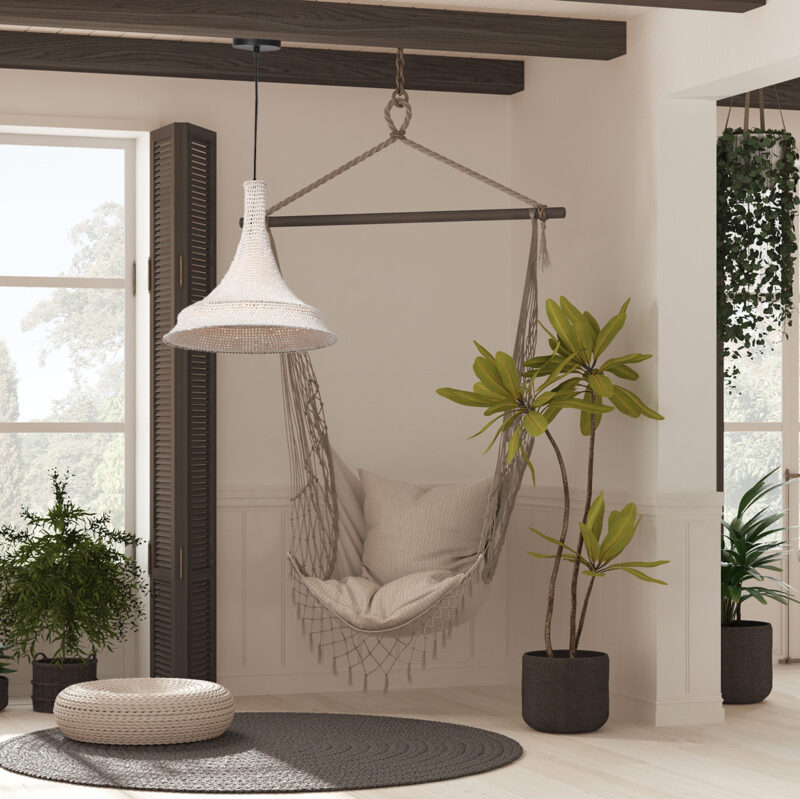 Witte oosterse hanglamp Marrakesch 3394W handgeknoopt - Afbeelding 3