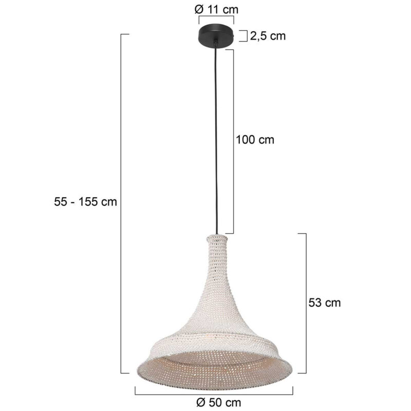 Witte oosterse hanglamp Marrakesch 3394W handgeknoopt - Afbeelding 7