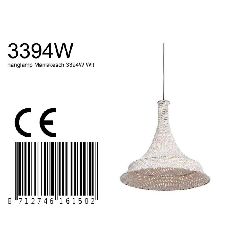 Witte oosterse hanglamp Marrakesch 3394W handgeknoopt - Afbeelding 8