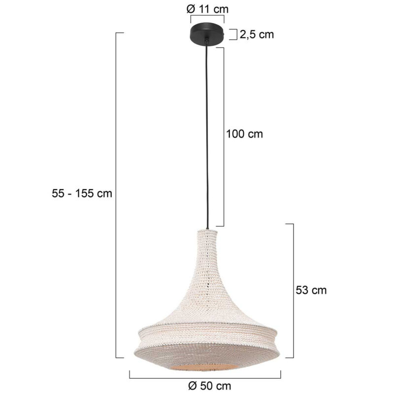 Witte oosterse hanglamp Marrakesch 3395W handgeknoopt - Afbeelding 7