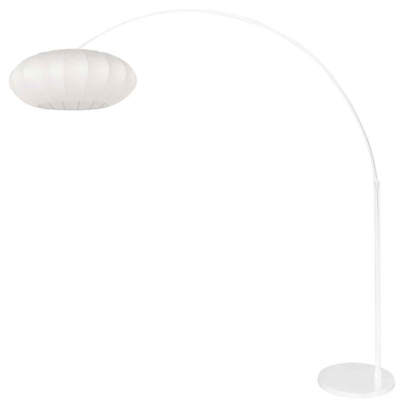 Lampadaire blanc Sparkled Light 4185W avec abat-jour rond plat en soie blanche - Image 2
