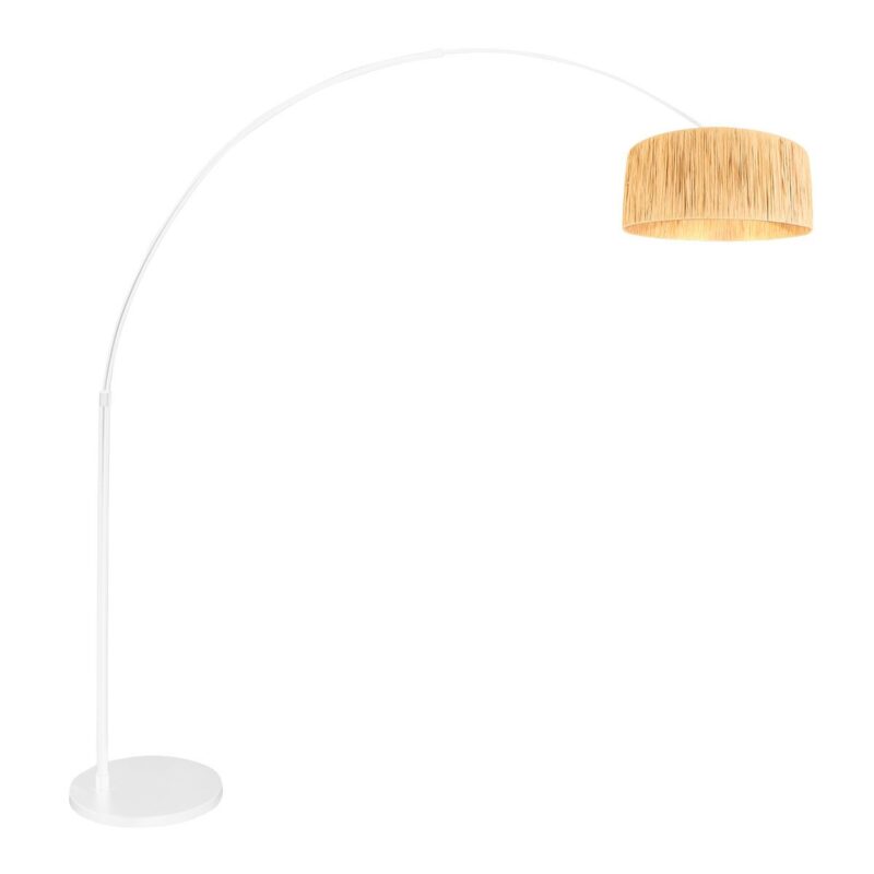 Hvid gulvlampe / buelampe Sparkled Light 3785W med naturlig græsskærm - Billede 2