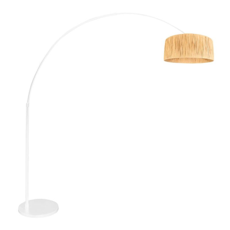 Hvid gulvlampe / buelampe Sparkled Light 3785W med naturlig græsskærm