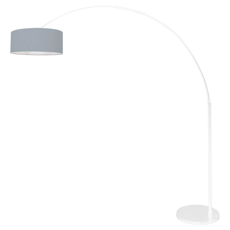 Witte vloerlamp / booglamp Sparkled Light 3928W met blauw linnen kap - Afbeelding 2