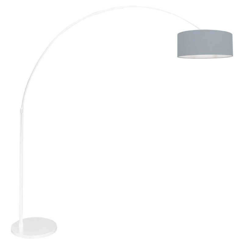 Witte vloerlamp / booglamp Sparkled Light 3928W met blauw linnen kap
